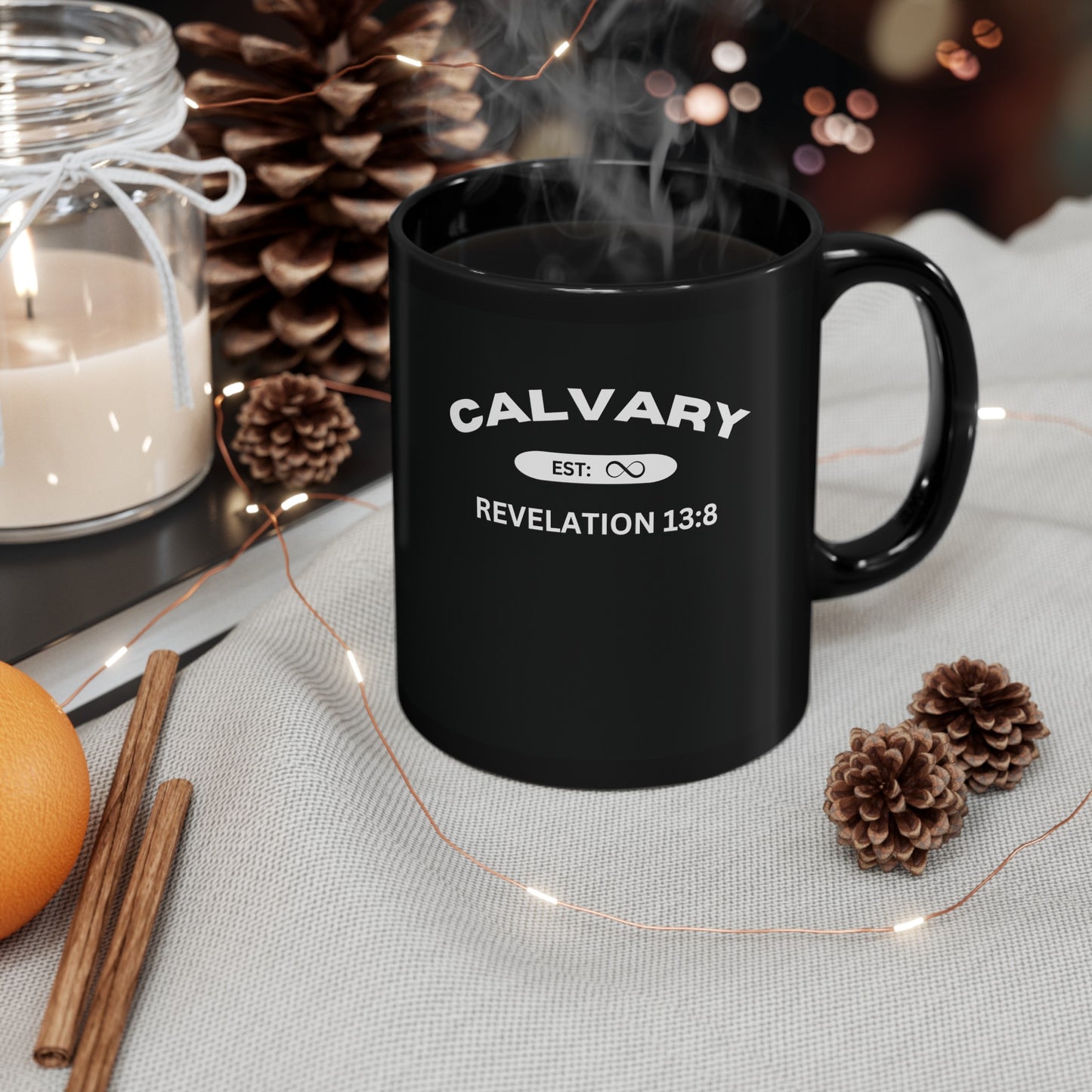 Est: Calvary Eternity Past  Black Mug (11oz, 15oz)
